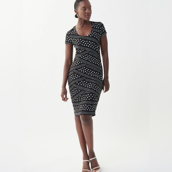 JOSEPH RIBKOFF Black/Vanilla Polka Dot Dress Size 20 - Picture 3 of 11